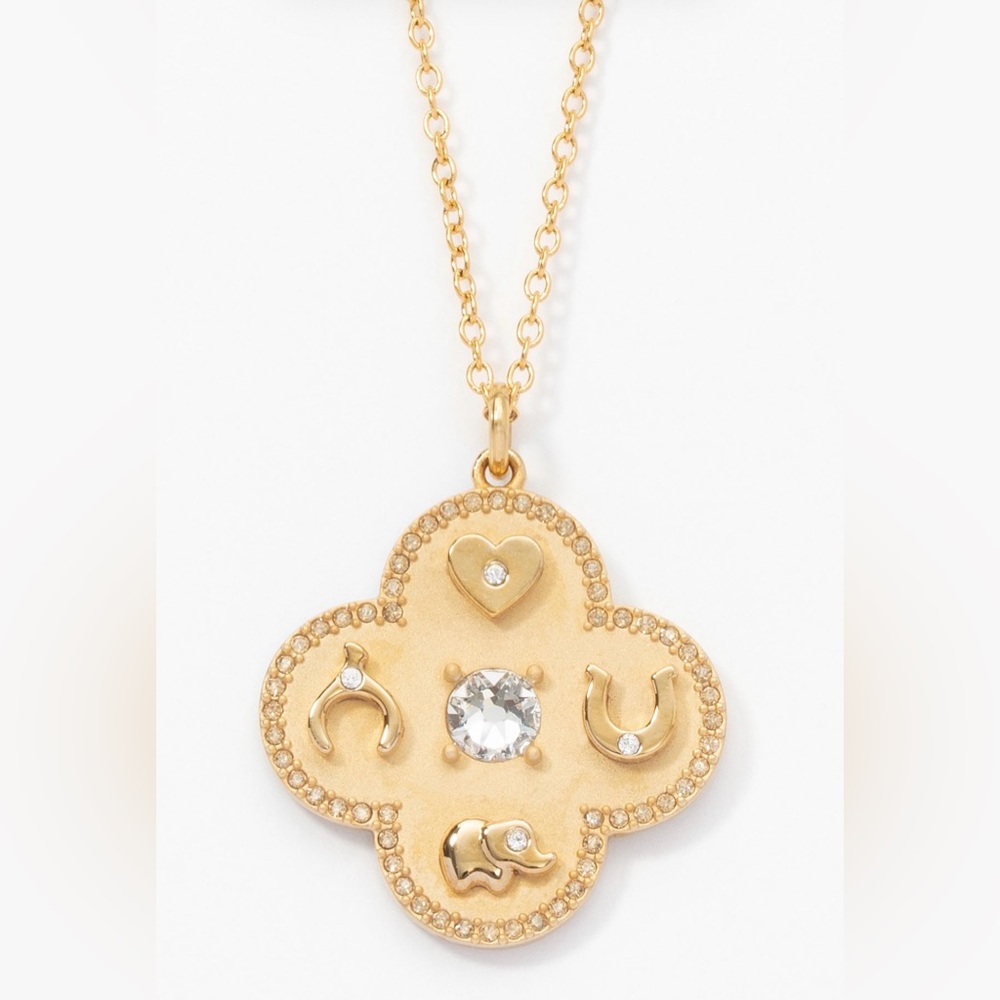 Touchstone Crystal by Swarovski LUCKY YOU necklace Clover BNIB gold plated charm